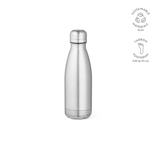 "Mississippi 450P Bottle" Trinkflasche aus recyceltem Edelstahl, 430 ml, glänzend, silber