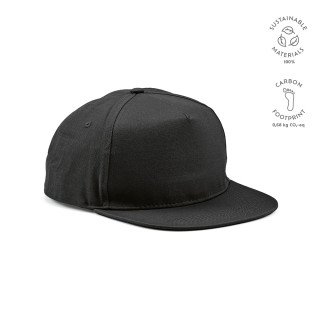 "Cornell" Kappe aus recycelter Baumwolle (280 g/m²) mit Druckknopfverschluss, schwarz