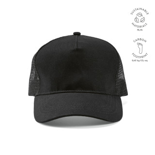 Zappa Kappe aus rPET und recyceltes Baumwolle. Mit Druckknopfverschluss, schwarz