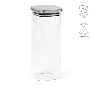 "Delacroix 2100" Behälter aus Borosilikatglas, 2130 ml mit Deckel aus recyceltem Edelstahl, durchsichtig
