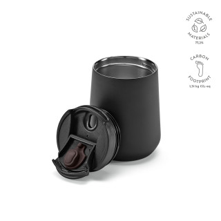 Euphrates Reisebecher recycelter Edelstahl, 430 ml. Doppelwandig, schwarz
