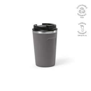 Limpopo Reisebecher recycelter Edelstahl, 490 ml. Doppelwandig und Auslaufsicher, grau