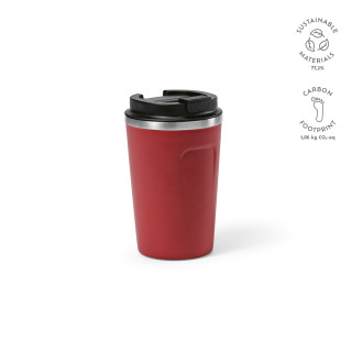 "Limpopo Travel Cup" Reisebecher aus recyceltem Edelstahl, 490 ml, doppelwandig, auslaufsicher, burgund