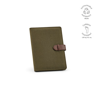 "Eliot A5 Folder" A5-Mappe aus recycelter Baumwolle mit Notizblock mit 64 Seiten aus FSC-zertifiziertem Papier, armeegrün
