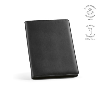 "Orwell A4 Folder" A4-Mappe aus rPU mit Reißverschluss und Notizblock mit 64 Seiten aus FSC-zertifiziertem Papier, schwarz