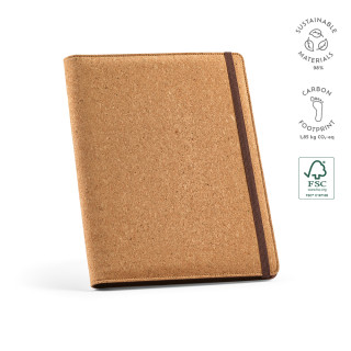 "Kafka A4 Folder" A4-Mappe aus Kork mit Notizblock mit 64 Seiten aus FSC-zertifiziertem Papier, natur