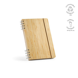 "Dante Notebook" A5 Notizbuch mit Bambuseinband mit 196 Seiten aus recyceltem Papier (70 g/m²), natur