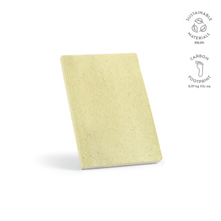 Lewis A5 Notizbuch.Einband aus Maisstroh. 196 Seiten 80gsm recyceltes Papier, pastelgelb