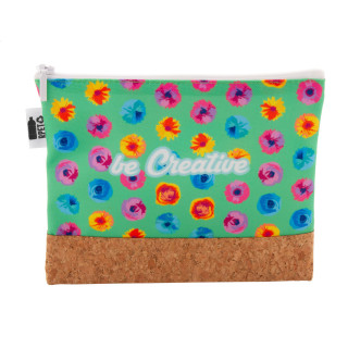 Individuelle Kosmetiktasche CreaBeauty Cork M RPET, natur/weiß