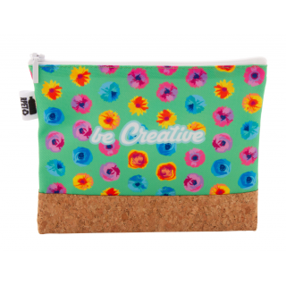Individuelle Kosmetiktasche CreaBeauty Cork M RPET, natur/weiß