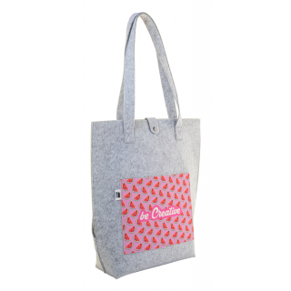 individuelle RPET Schultertasche CreaFelt Toteback, grau/weiß