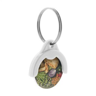 Schlüsselanhänger mit Einkaufswagen-Chip Token, weiß