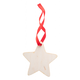 Weihnachtsbaumschmuck, Stern WoXmas, rot/natur