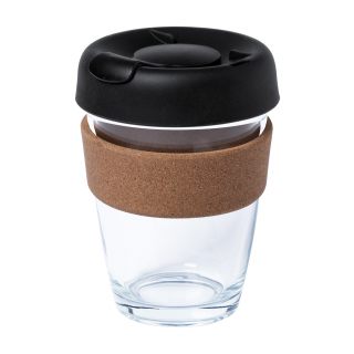 Glas-Reisebecher Corgla, schwarz/transparent