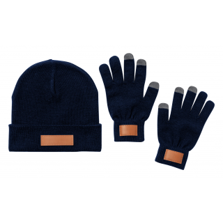 Mützen- und Handschuh-Set Prasan, dunkelblau