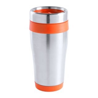 Thermobecher Caprol, silber/orange