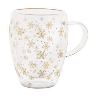 Weihnachts-Thermobecher aus Glas Snostro, transparent