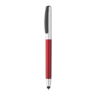 Touchpen mit Kugelschreiber  Fresno, silber/rot