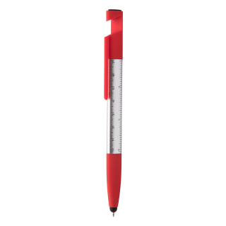 Touchpen mit Kugelschreiber Handy, silber/rot