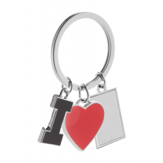 Schlüsselanhänger I Love, rot/silber