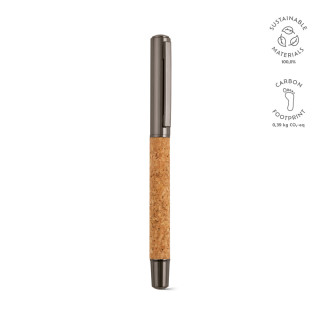 Faulkner Kugelschreiber.Kork und recycelter Edelstahl. Blaue Dokumental®-Tinte, gun metal