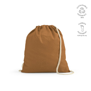"Lhotse Tote Bag" Kordelzugbeutel aus recycelter Baumwolle (140 g/m²), braun