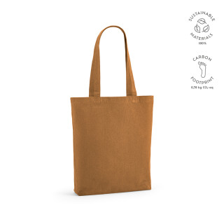 "Elbrus Tote Bag" Einkaufstasche aus recycelter Baumwolle (220 g/m²) mit Henkeln und Bodenfalte, braun