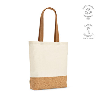 "Chimborazo Tote Bag" Einkaufstasche aus recycelter Baumwolle (180 g/m²) und Kork, natur