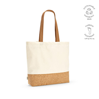 Vinson Einkaufstasche aus recycelter Baumwolle (220 g/m²) und Kork, natur