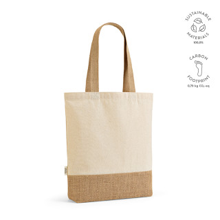"Puncak Tote Bag" Einkaufstasche aus recycelter Baumwolle (180 g/m²) und Jute (275 g/m²), natur