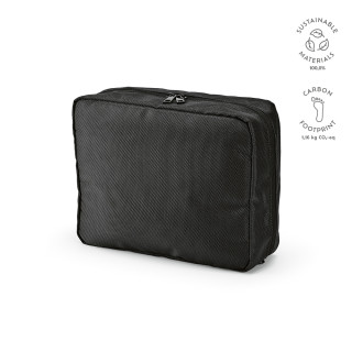 Venice 4,5L Kulturtasche rPET mit PU-Beschichtung. Mit Aufhängehaken, schwarz