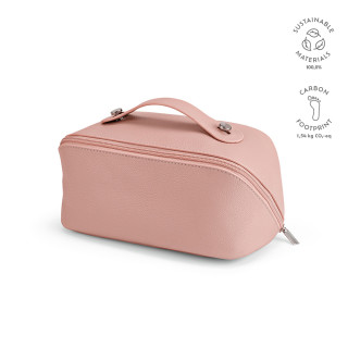 "Macao Toiletry Bag" 3,5L Kulturtasche aus recyceltem Leder mit Zipper und Tragegriff, rosa
