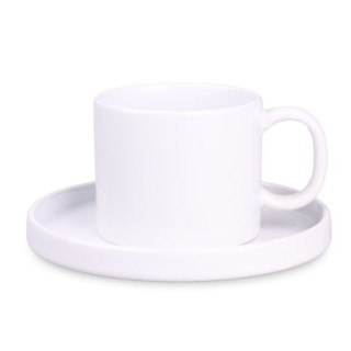 Sublimationstasse mit Untertasse "Velo Set Art Solid", 220 ml, weiß