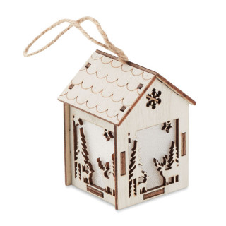 PONIA Anhänger Haus mit Licht, holz