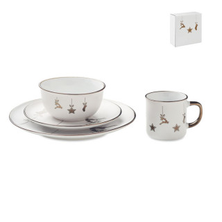 ERAMIK Geschirr-Set 4-teilig, weiß