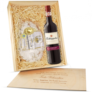 Präsentkiste "Dresdner Stollen & Rotkäppchen Dornfelder Rotwein"