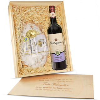 Präsentkiste "Dresdner Stollen & Rotkäppchen Dornfelder Rotwein"