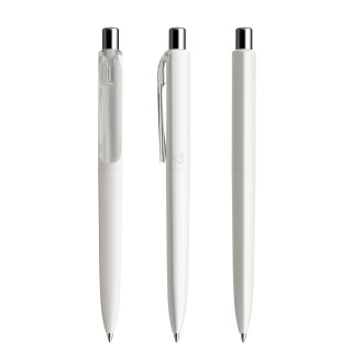 prodir DS8 PMM Push Kugelschreiber, weiß, silber glänzend, Schreibfarbe: blau