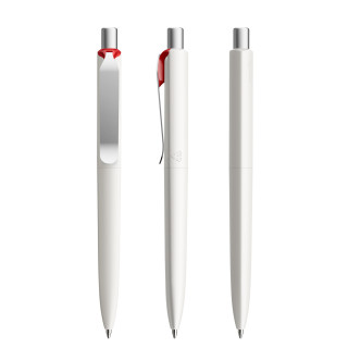 prodir DS8 PSM Push Kugelschreiber, weiß, dunkelrot, silber matt, Schreibfarbe: blau