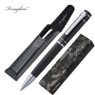 Ferraghini Drehkugelschreiber in Etui, schwarz