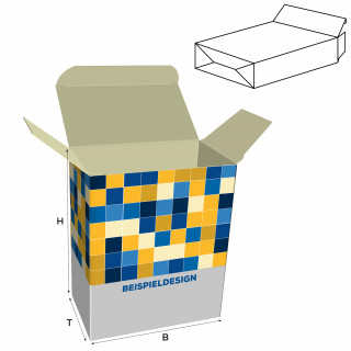 Faltschachteln mit Steckboden, H: 300 x B: 210 x T: 70 mm, bedruckt, Hochweiß-Karton