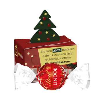 Geschenkbox Mini "Tanne", Lindt LINDOR Milchkugel