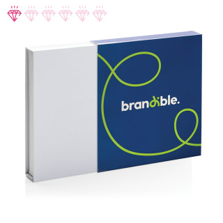 Geschenkbox „Bronze“ neutral weiß, mit individueller Steckhülle und bedruckter Banderole