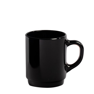 Glastasse aus Sicherheitsglas, schwarz, 26 cl, mit 1-farbig, Sieb-Direktdruck