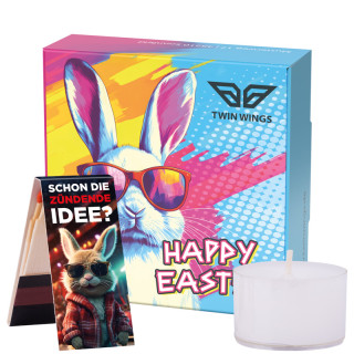 Klappbox S, Teelichter & Streichhölzer - Ostern