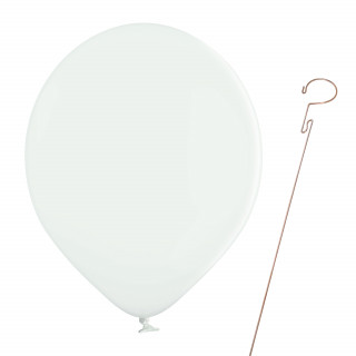 Luftballon „Standard“ , Größe M (ø ca. 30 cm) in weiß mit Ballonhalte-Drahtstab