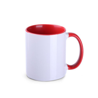 Sublimationsbecher "Tomek Art Duo Solid", 300 ml, weiß, rot