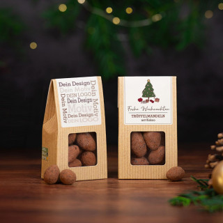 Weihnachts-Edition - Mini Faltschachtel - Trüffelmandeln mit Kakao