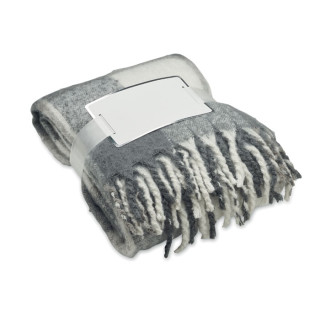 QUET Karierte Mohair-Decke, grau