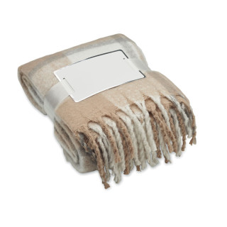 QUET Karierte Mohair-Decke, beige